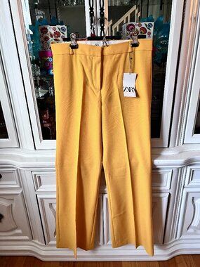 Zara Yellow Wide Leg Trousers L